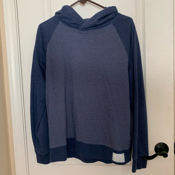 Express Men’s Blue White Thin Horizontal Striped Hoodie Sweater- Size Large - Picture 1 of 5